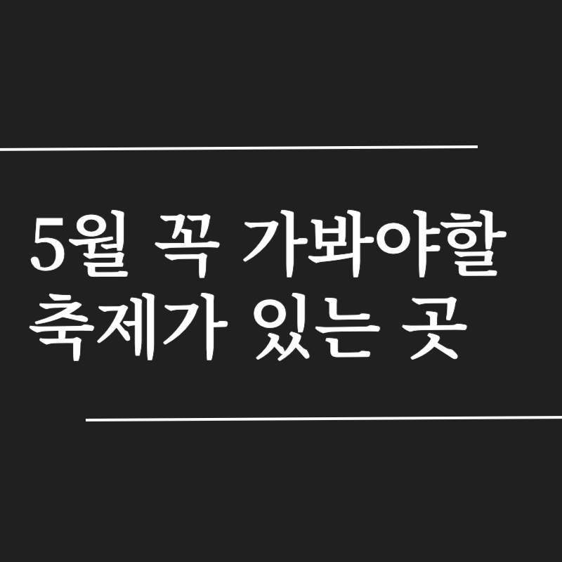 5월 꼭가봐야할 축제